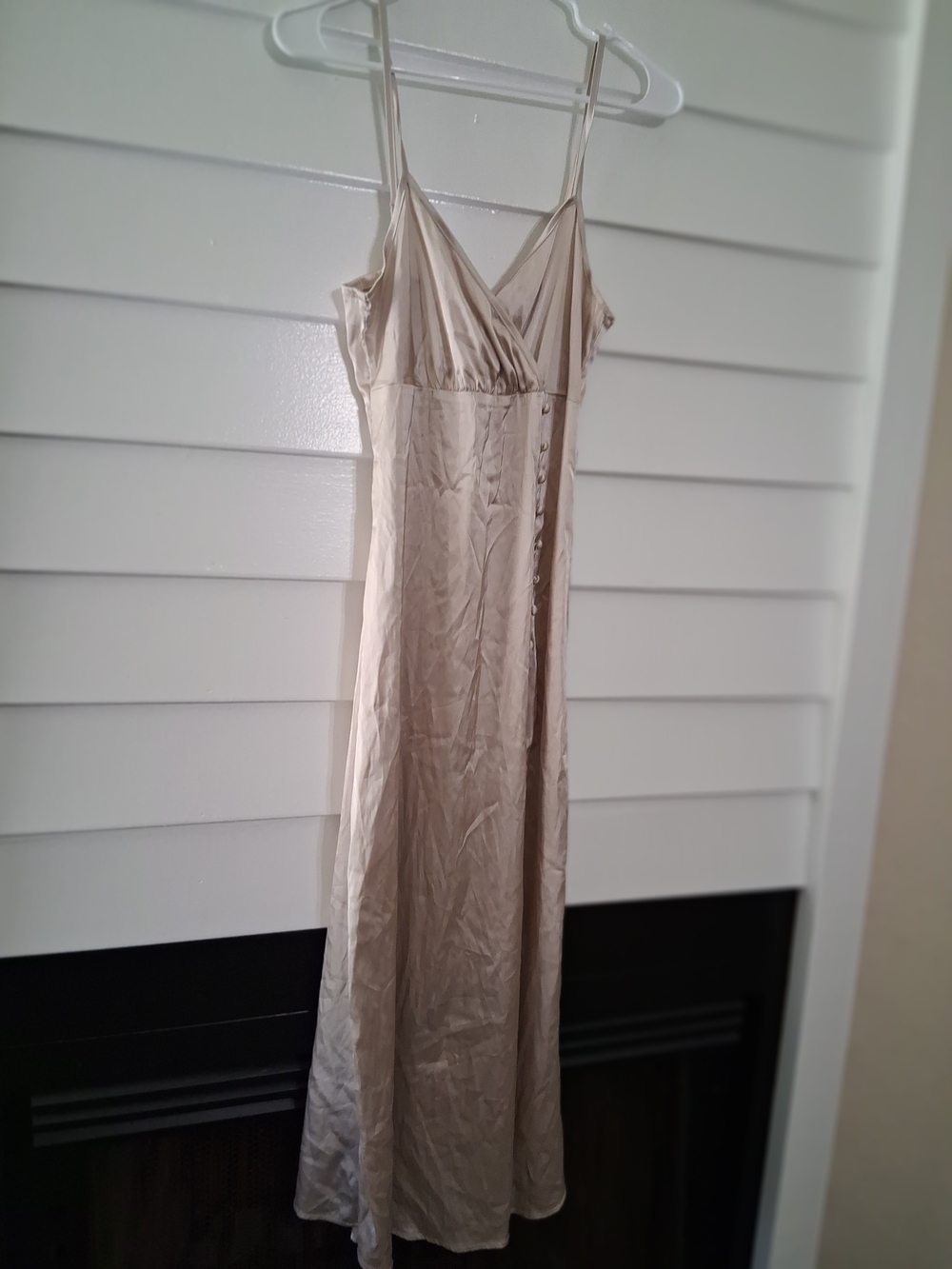 SHEIN Champagne Beige Satin Slip Dress